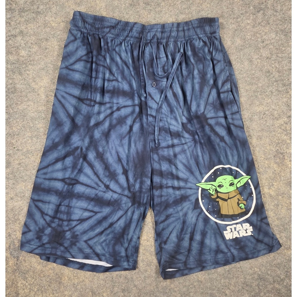 Star Wars Grogu Baby Yoda Tie Dye Lounge Shorts Mens XXL Blue Sleepwear